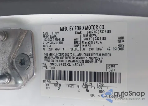 2020 Ford Transit Connect Xl from USA, damaged, VIN NM0LS7E2XL1459476